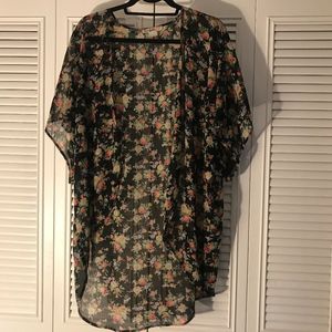 Black Floral Sheer Shawl